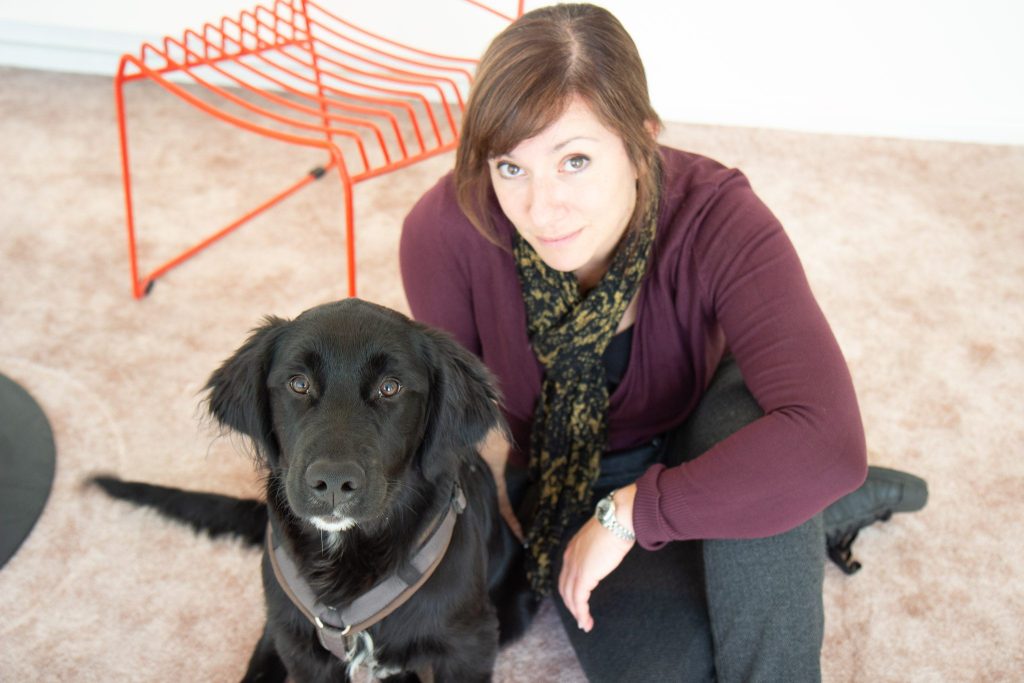 Luisa Sieveking and office dog Nero