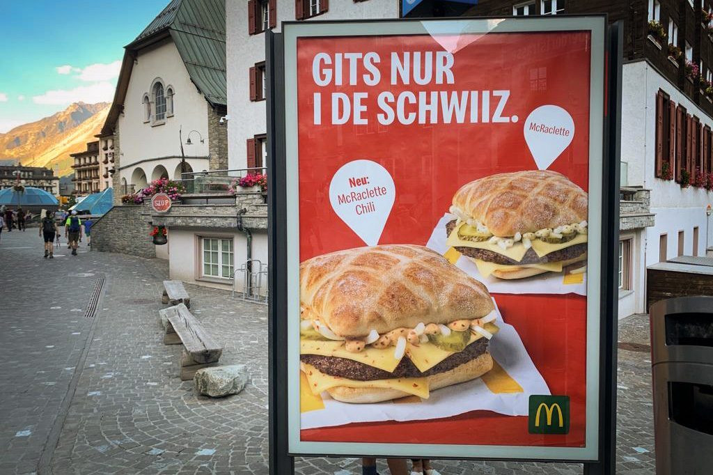Swiss 'McRaclette' advert of McDonald's